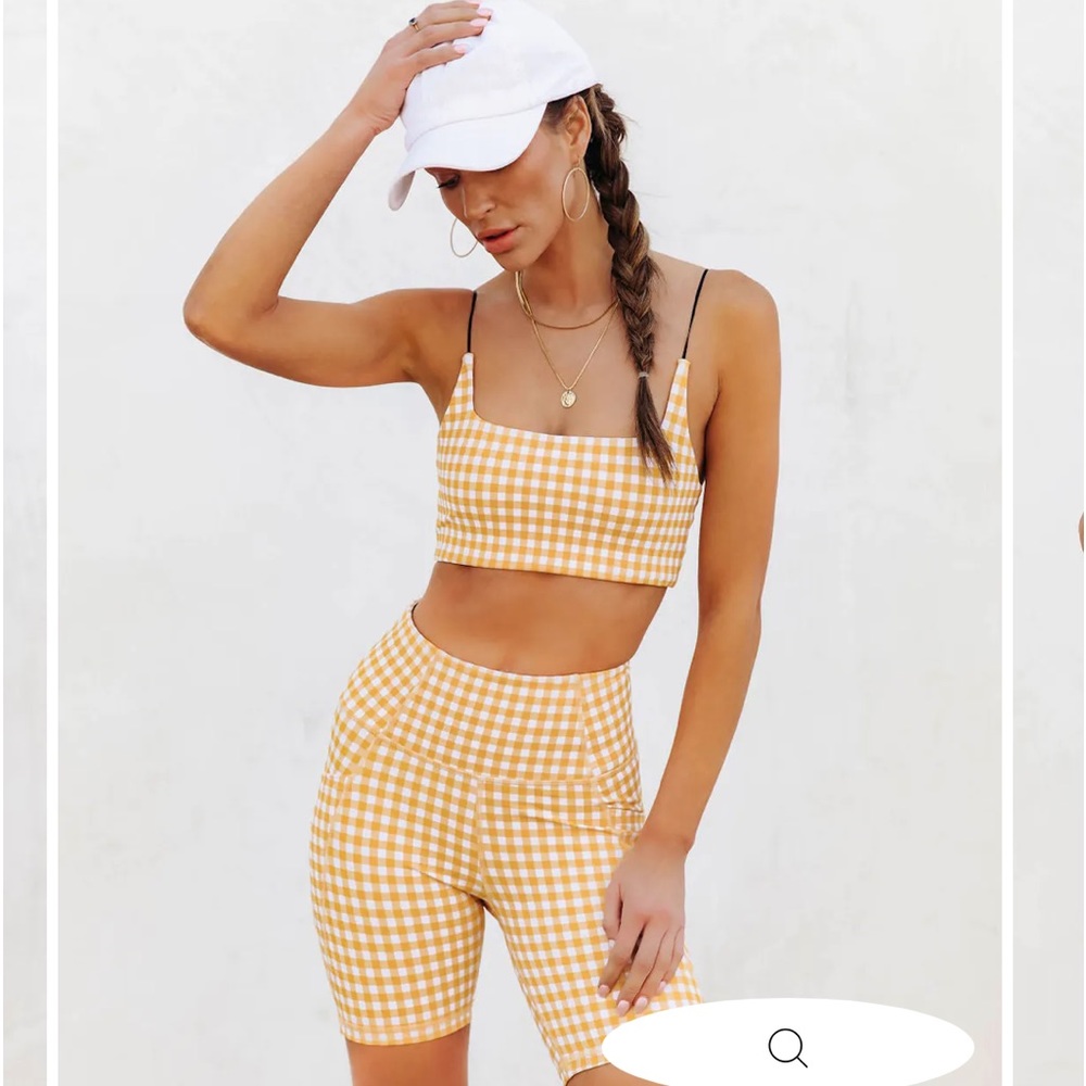 GINGHAM GAL SPORTS BRA & BIKER SHORTS